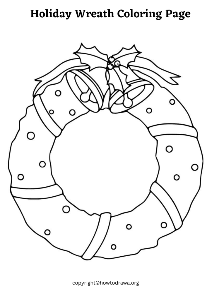 Simple Holiday Wreath Coloring Sheet to Print and Color