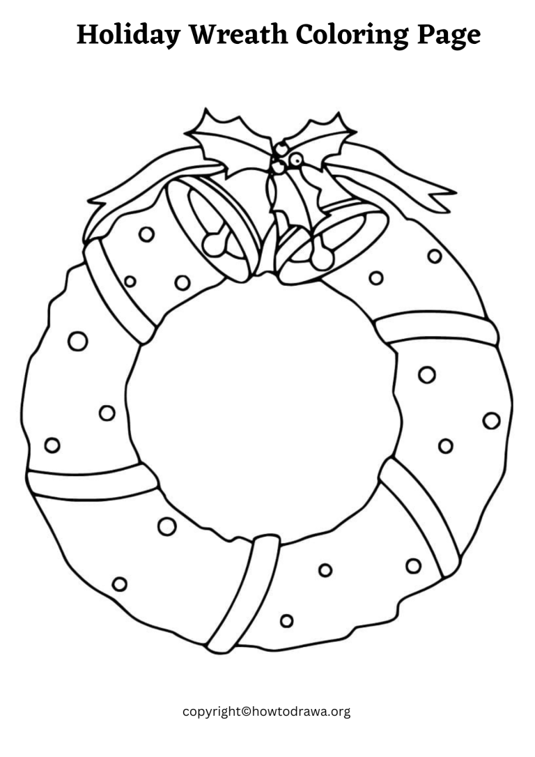 Holiday Wreath Coloring Page for - Simple Holiday Wreath Coloring Sheet To Print And Color 768x1086
