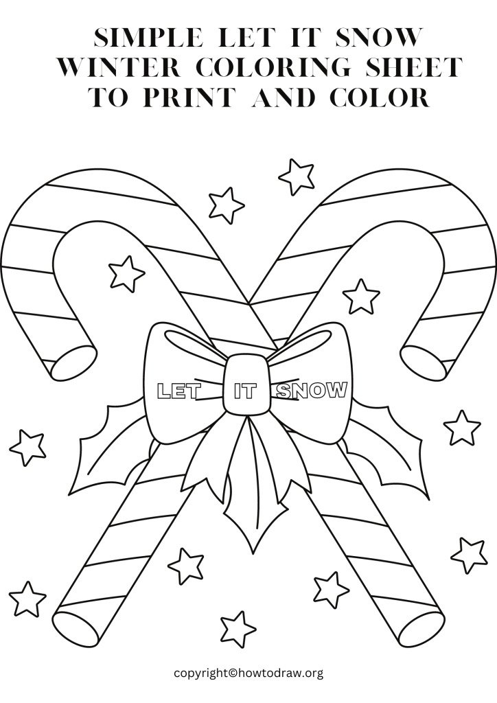 Simple Let it Snow Winter Coloring Sheet to Print and Color