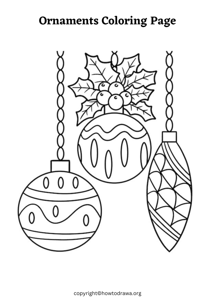 Simple Ornaments Coloring Sheet to Print and Color