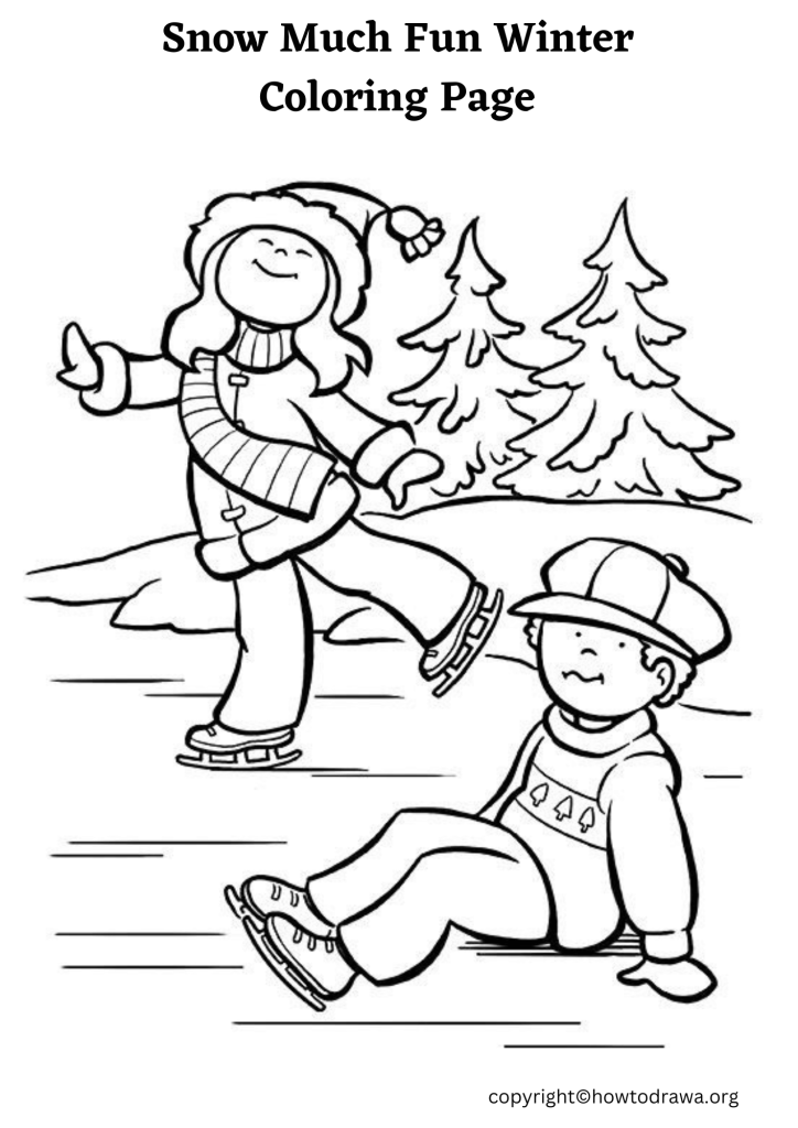 Simple Snow Much Fun Winter Coloring Sheet to Print and Color