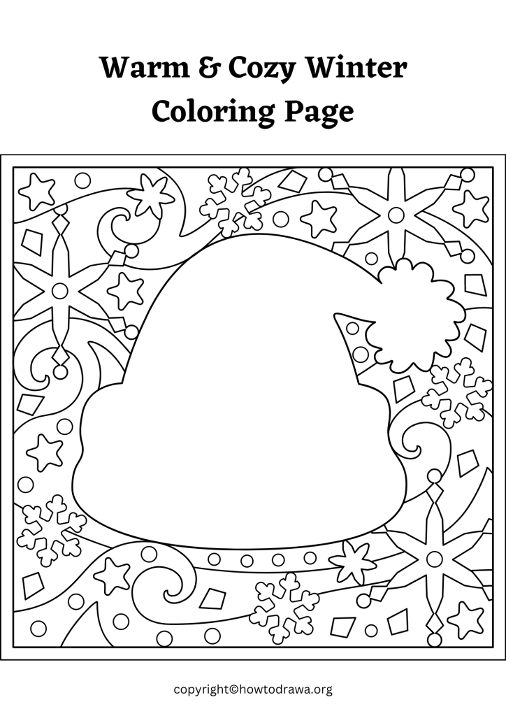 Simple Warm & Cozy Winter Coloring Sheet to Print and Color