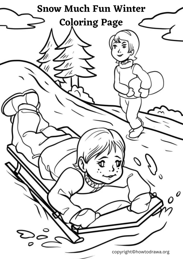 Snow Much Fun Winter Coloring Page to Print and Color