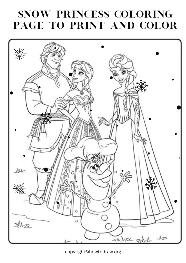 Snow Princess Coloring Page to Print and Color