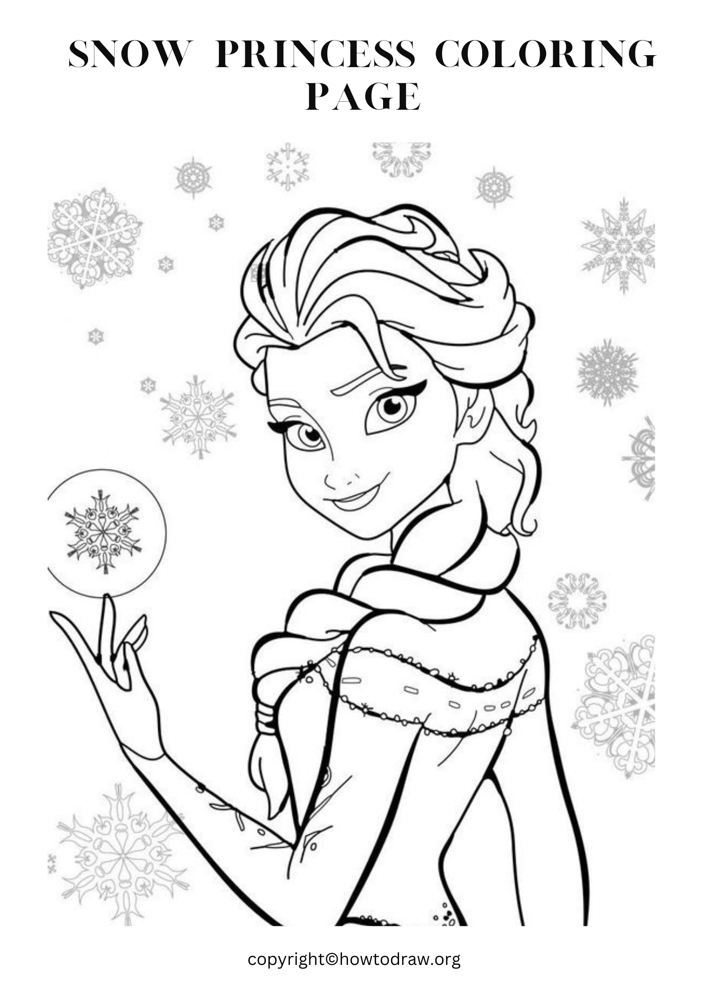 Snow Princess Coloring Page for Kids [Free Printable]