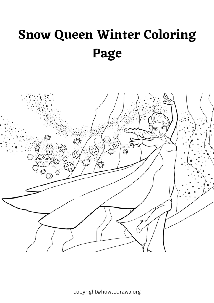 Snow Queen Winter Coloring Page to Print and Color