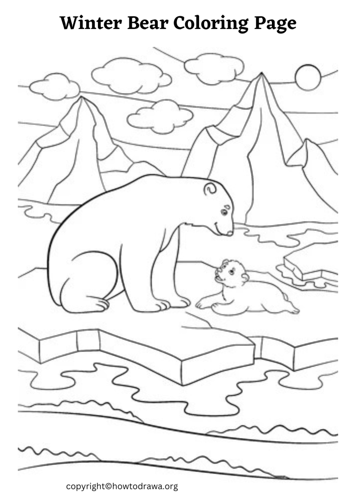 Winter Bear Coloring Page