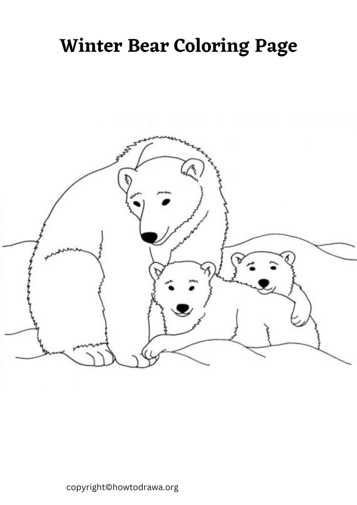 Winter Bear Coloring Page to Print and Color