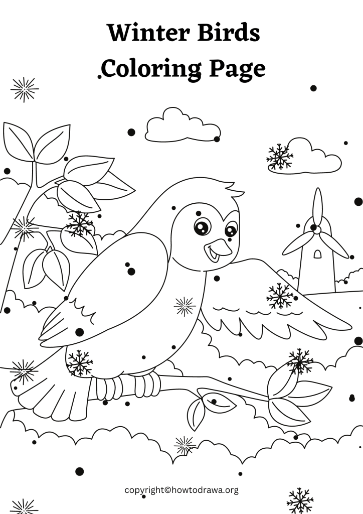 Winter Birds Coloring Page