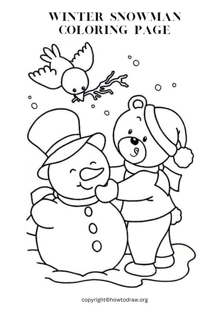 Winter Snowman Coloring Page