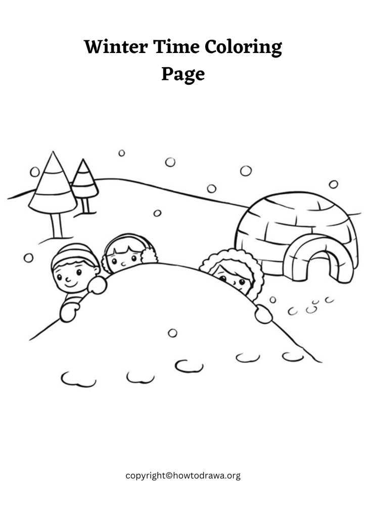 Winter Time Coloring Page to Print and Color