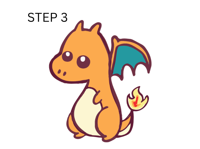 how to draw Charizard step 3