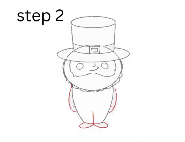 how to draw a leprechaun step 2