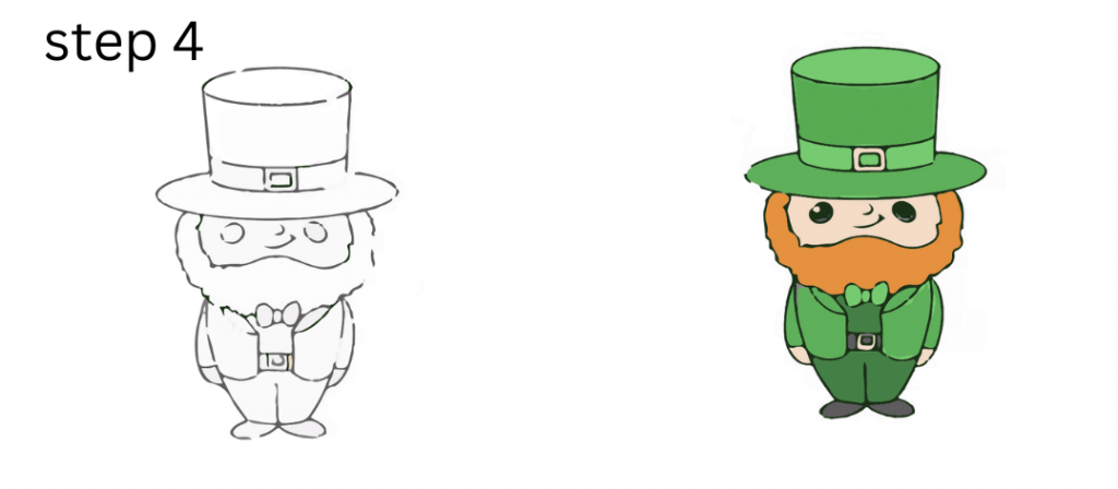 how to draw a leprechaun step 4