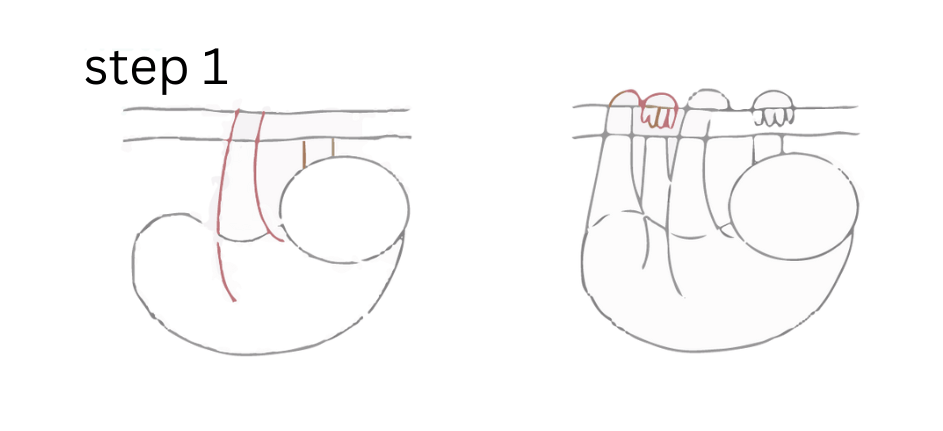 how to draw a sloth step 1