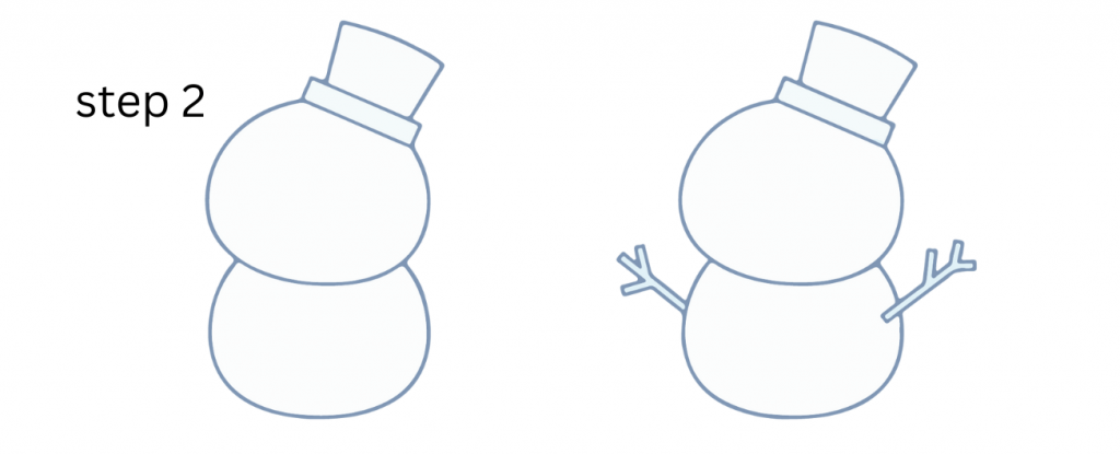 how to draw a snowman step 2