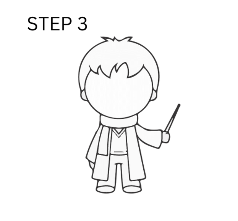 how to draw harry potter step 3