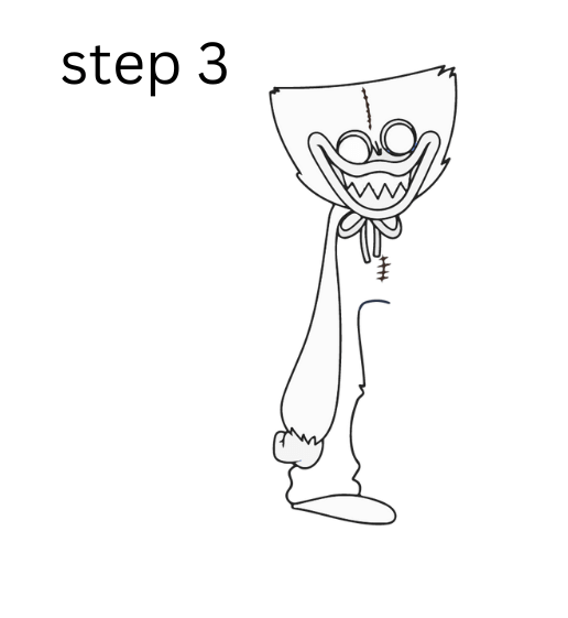 how to draw huggy wuggy step 3