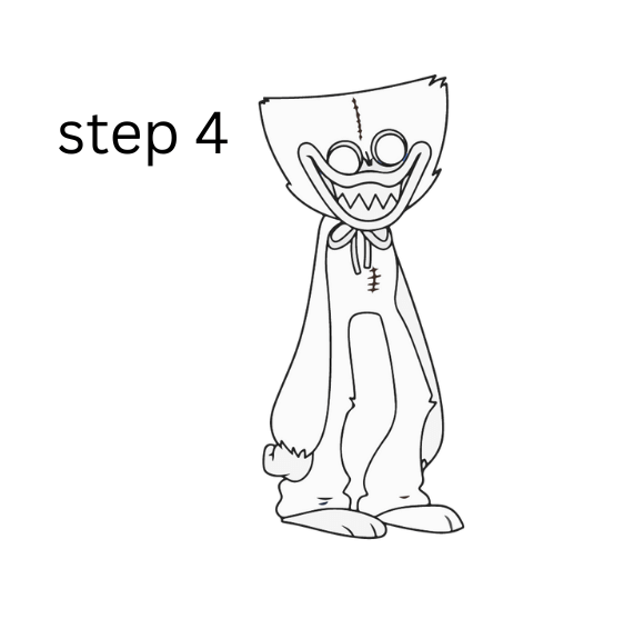 how to draw huggy wuggy step 4