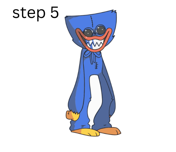 how to draw huggy wuggy step 5