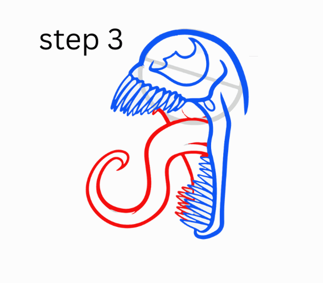 how to draw venom step 3