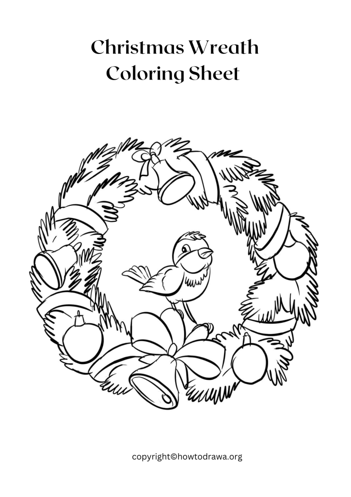 Christmas Wreath Coloring Sheet