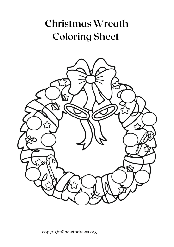 Free Christmas Wreath Coloring Pages for Kids