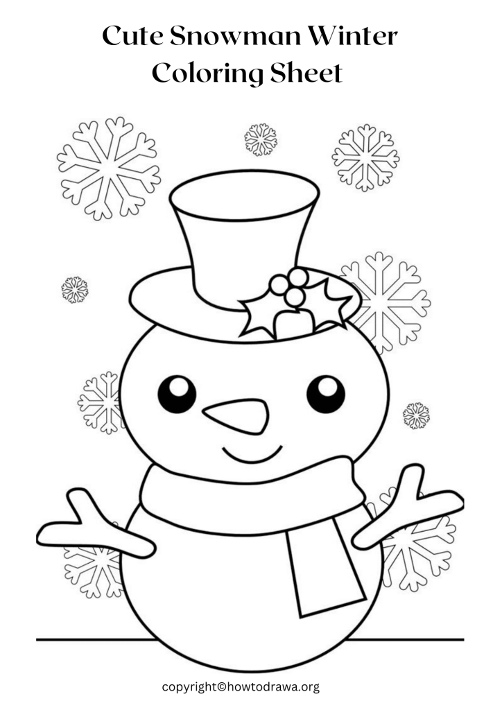 Free Cute Snowman Winter Coloring Pages for Kids