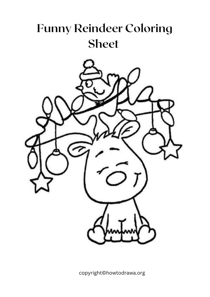 Free Funny Reindeer Coloring Pages for Kids