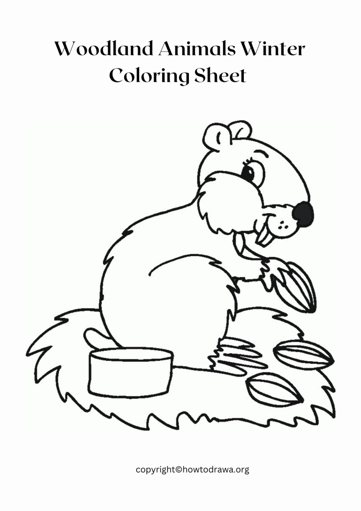 Free Woodland Animals Winter Coloring Pages for Kids