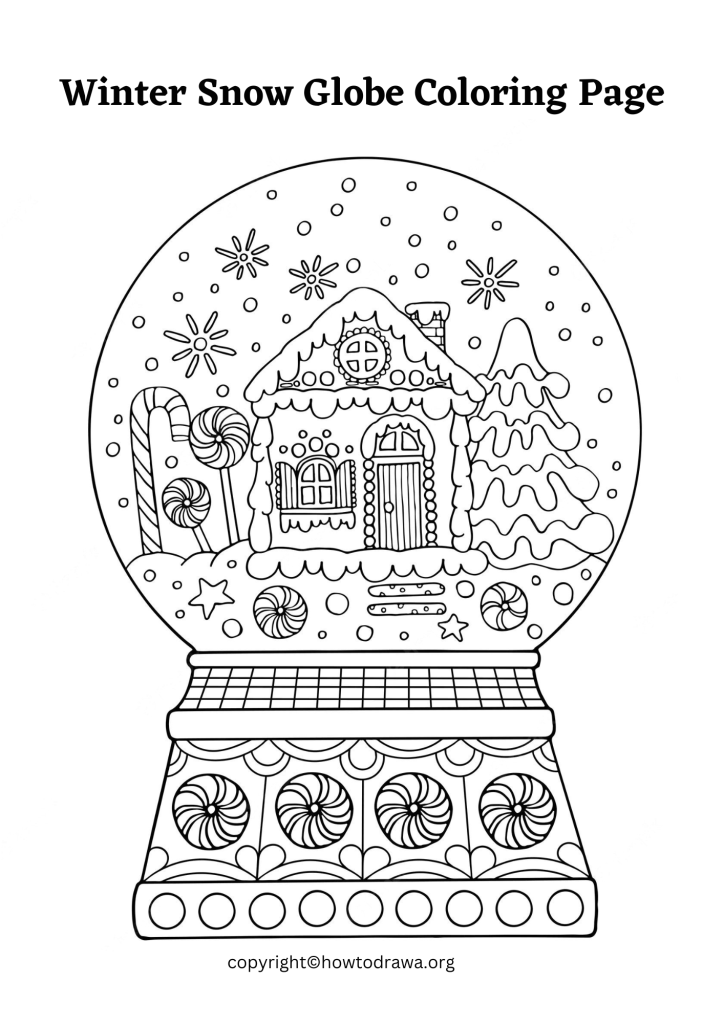 Simple Winter Snow Globe Coloring Sheet to Print and Color