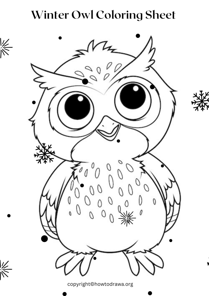 Winter Owl Coloring Page to Print and Color