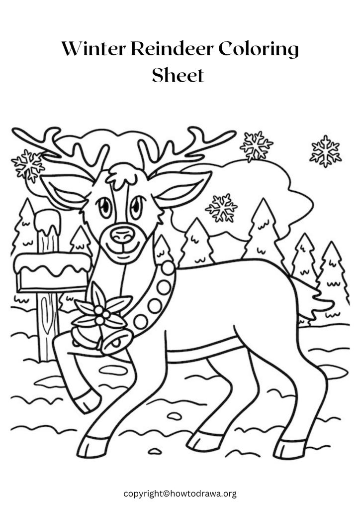 Winter Reindeer Coloring Sheet