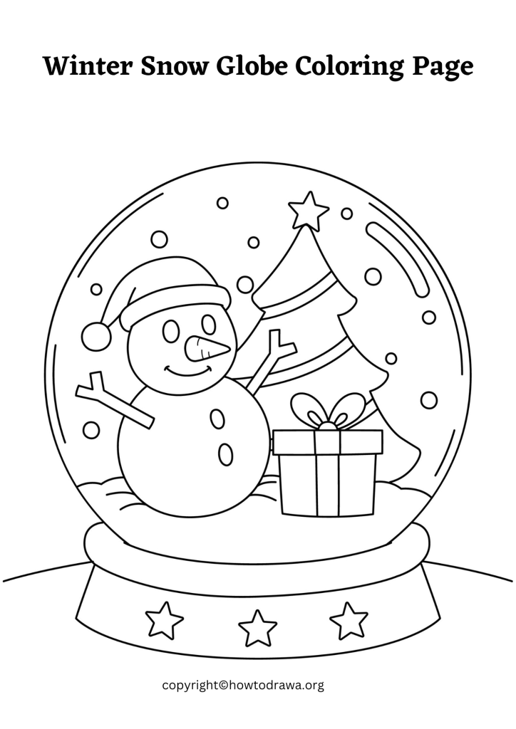 Winter Snow Globe Coloring Page