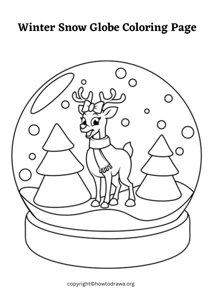 Winter Snow Globe Coloring Page to Print and Color