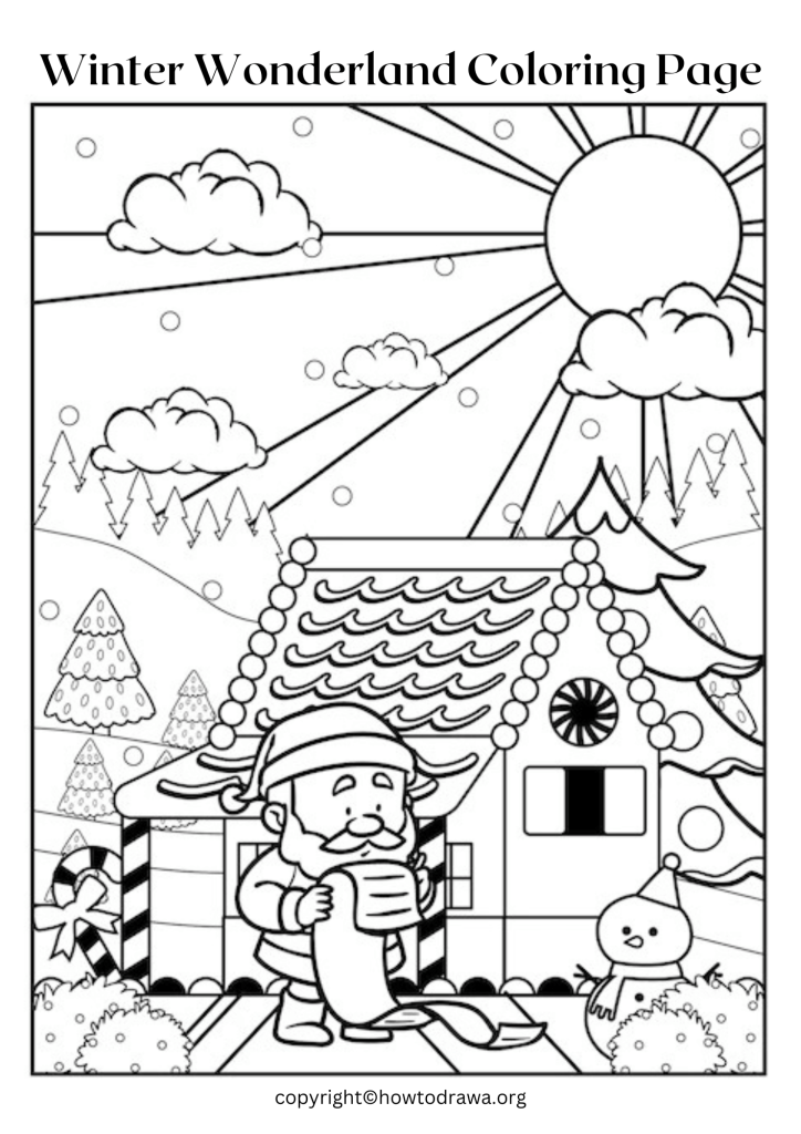 Winter Wonderland Coloring Page to Print and Color