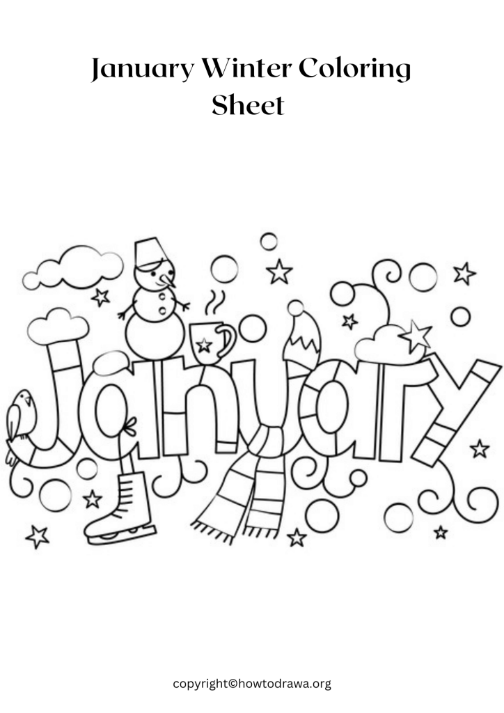 Free January Winter Coloring Pages for Kids