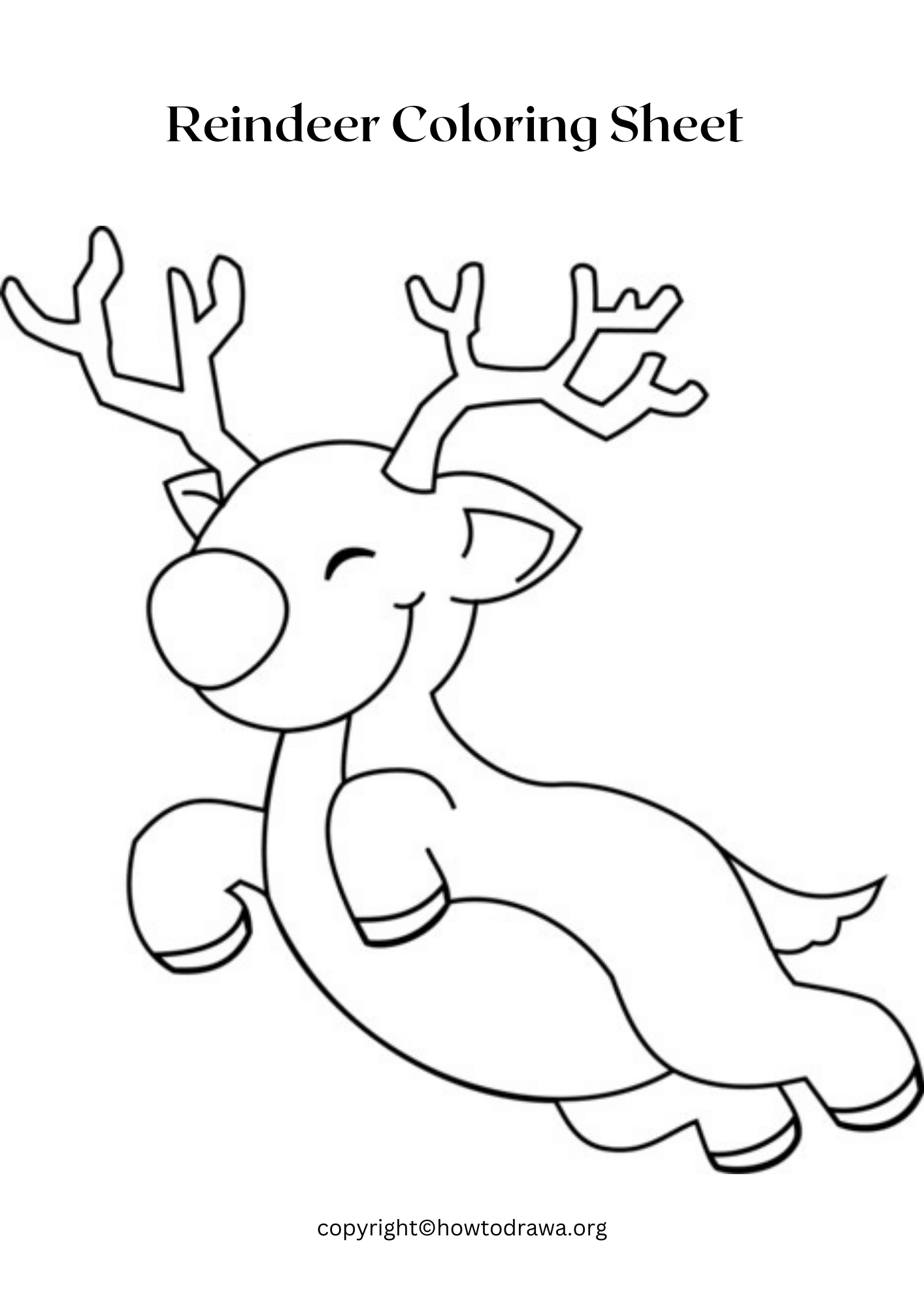 Reindeer Coloring Sheet for Kids [Free Printable]