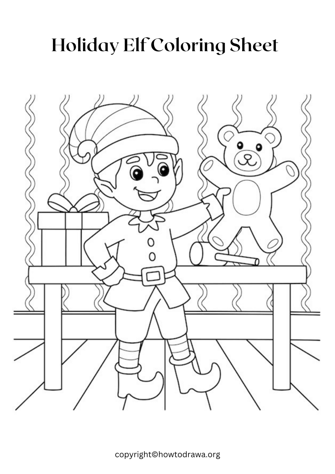Holiday Elf Coloring Sheet for Kids [Free Printable]