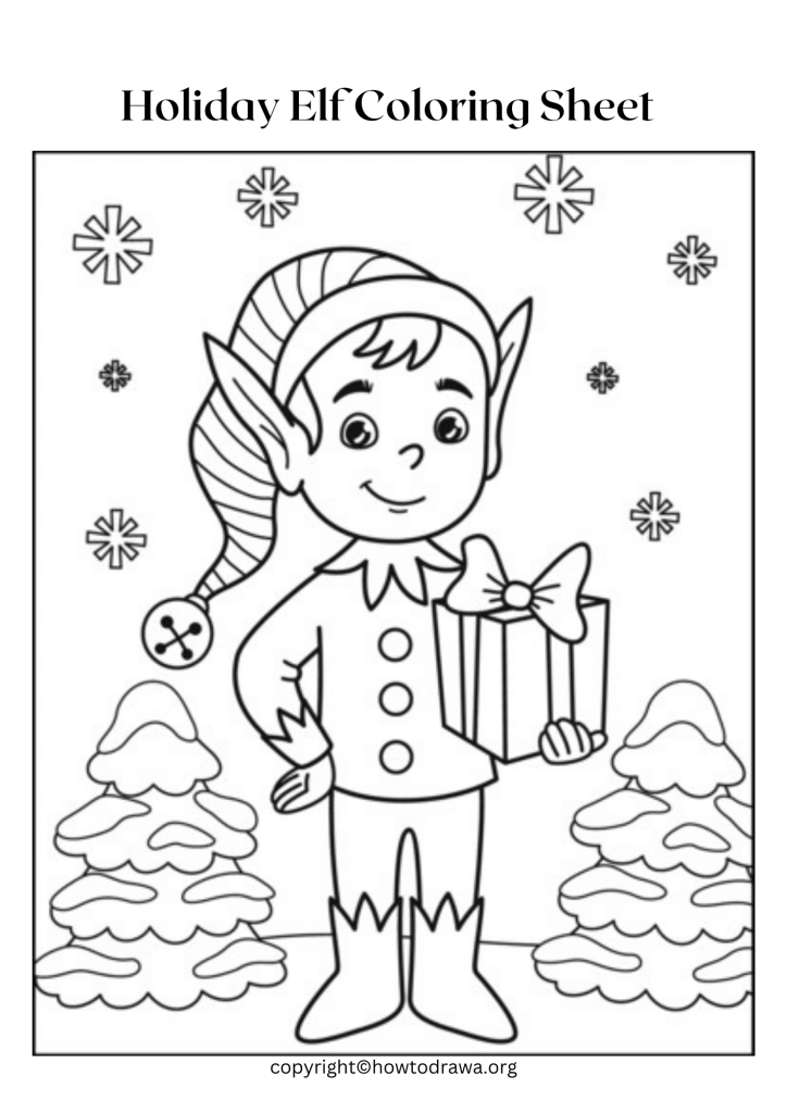 Holiday Elf Coloring Sheet