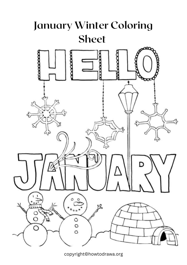 January Winter Coloring Sheet