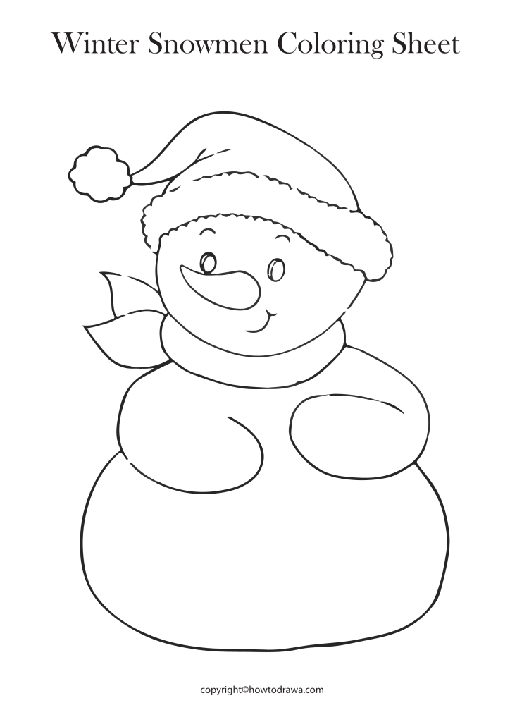 Printable Winter Snowmen Coloring Page to Print and Color