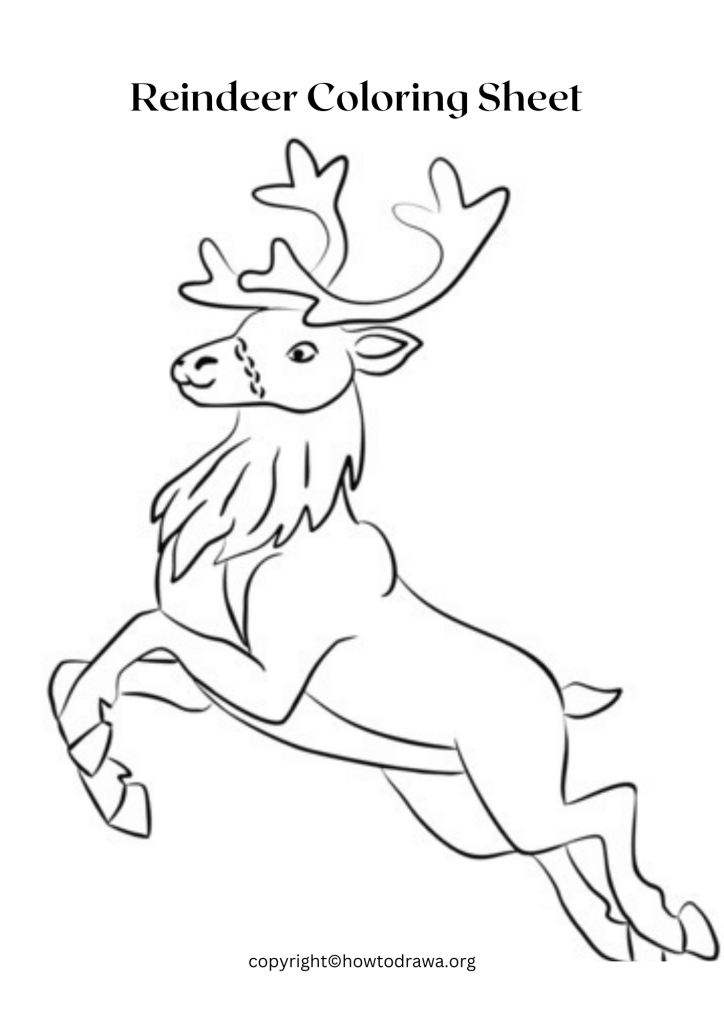 Simple Reindeer Coloring Sheet to Print and Color