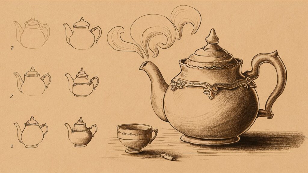 Draw a teapot for kids